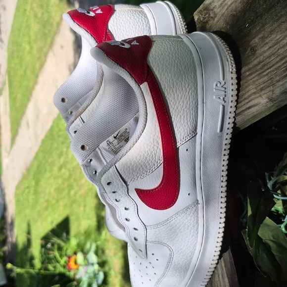 Nike Air Force 1 White and Red Sneakers